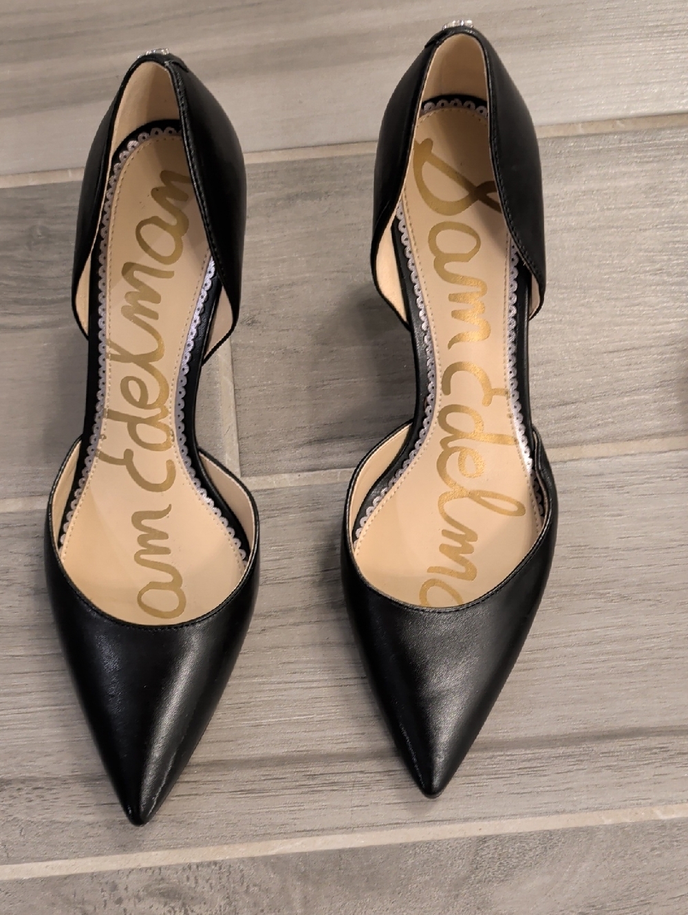 EUC Sam Edelman Black Leather Pointed D'Orsay Pumps
